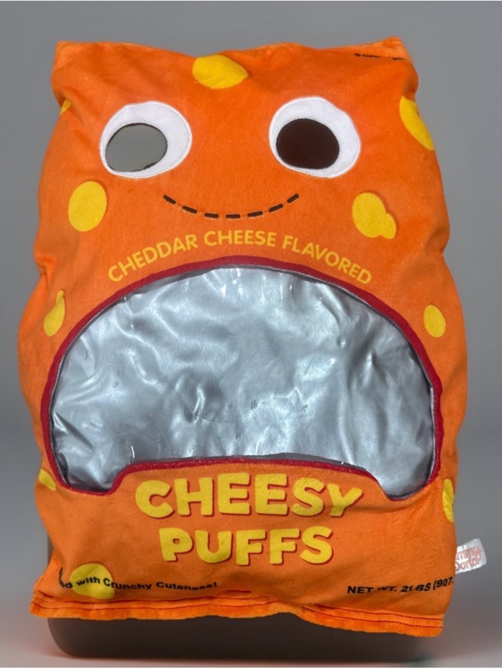 Yummy World Cheesy Puffs Plush Pillow Orange Snack Bag Throw Cushion Collectible